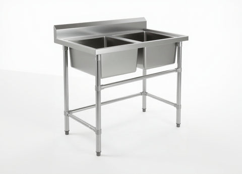Commercial Stainless Steel Double Sink 1200w x 600d x 900h mm EZ Stainless Pty Ltd