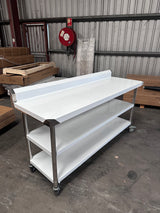 (#XD001) 1800x600x900 3 tier Splash back with wheels. (Brand New, Pick up only, Only1) EZ Stainless Pty Ltd
