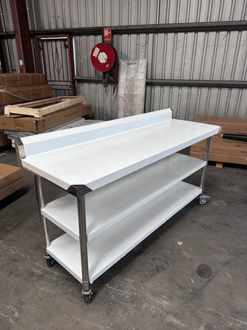 (#XD001) 1800x600x900 3 tier Splash back with wheels. (Brand New, Pick up only, Only1) EZ Stainless Pty Ltd