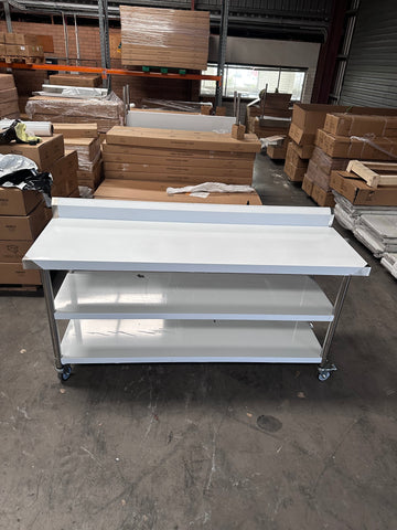 (#XD001) 1800x600x900 3 tier Splash back with wheels. (Brand New, Pick up only, Only1) EZ Stainless Pty Ltd