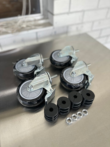 Wheels Set (4 x Lockable Wheels) for Benches, Sinks and Racks EZ Stainless Pty Ltd