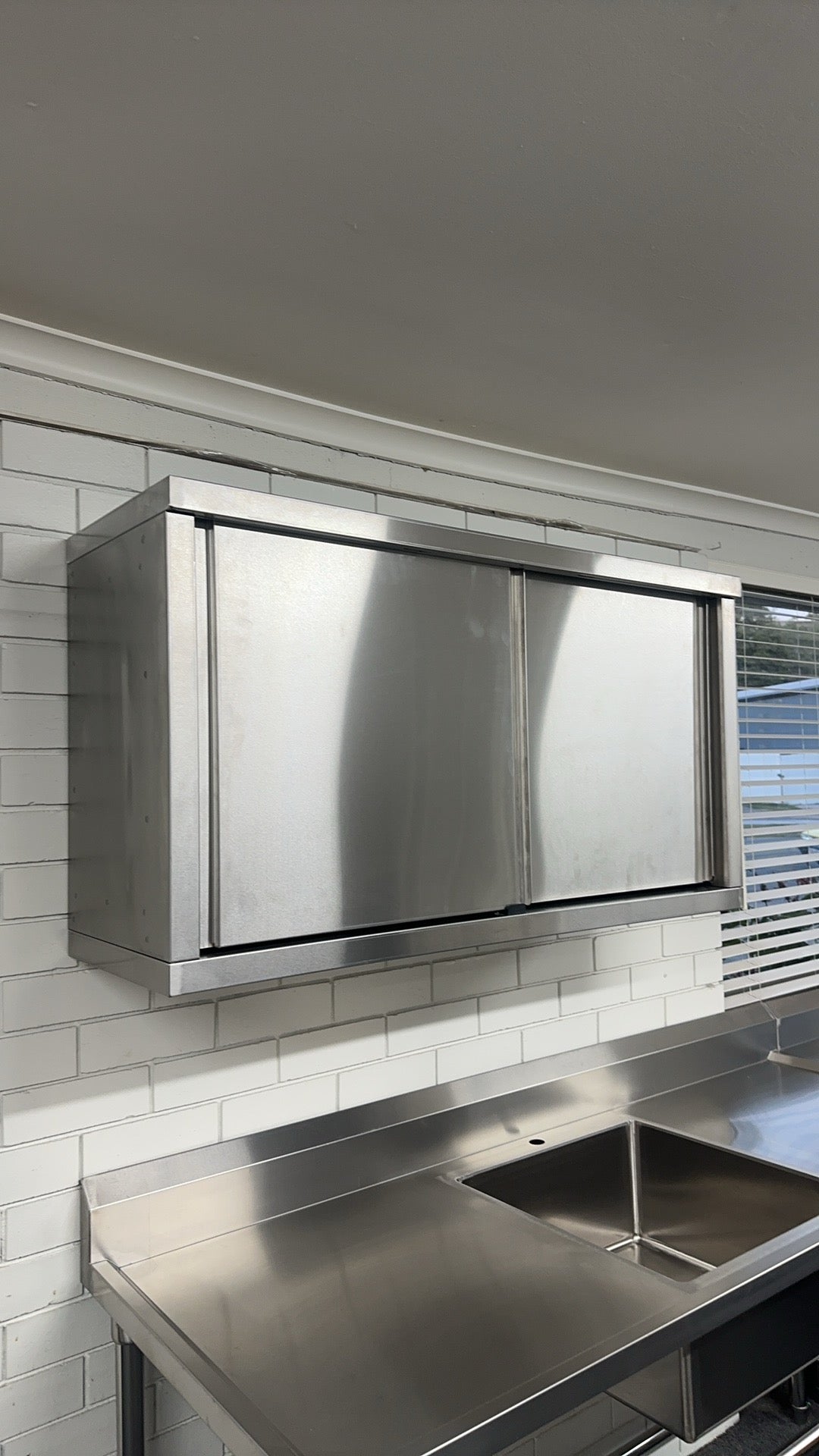 Wall Mount Cabinet with sliding door 1800x400x650 EZ Stainless Pty Ltd