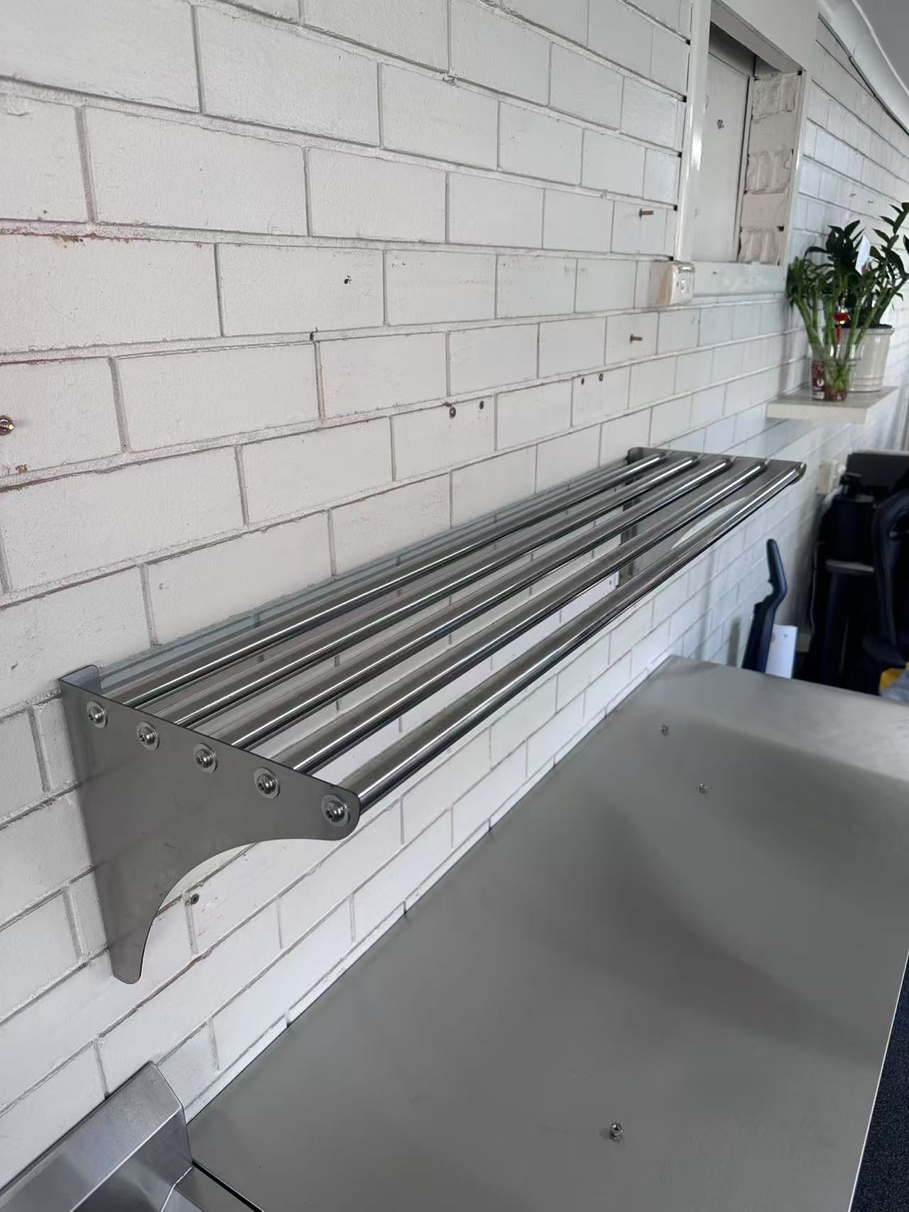 450mm Deep Wall Mounted Shelf - Pipe SHELF EZ Stainless Pty Ltd