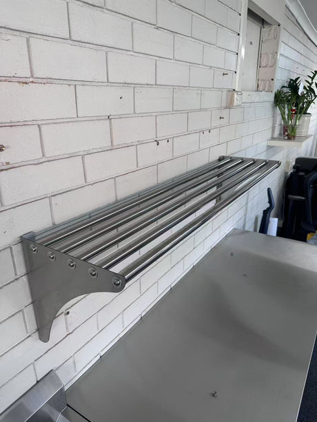 1500(L) x300(D) x340(H) Wall Mounted Stainless steel pipe shelf EZ Stainless Pty Ltd