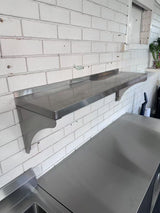 Wall Mounted Shelf - SOLID SHELF 1800(L) x 300(D) with splash back EZ Stainless Pty Ltd