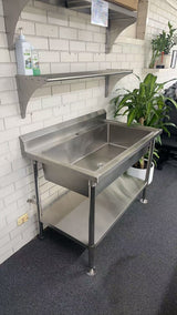 (#XD011) 1200x700x900 Mega Sink with drain fitted + bottom shelf + ScrewdownFeet(Pick up only, 1 left) Ex-display model EZ Stainless Pty Ltd