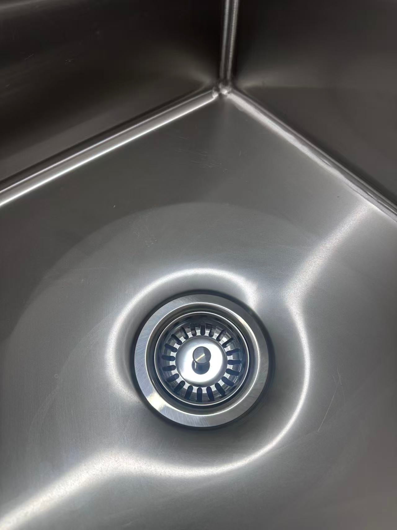 Double Sinks (LEFT) with 120mm Splash Back 1800(L) x 600(D) x 900(H) EZ Stainless Pty Ltd