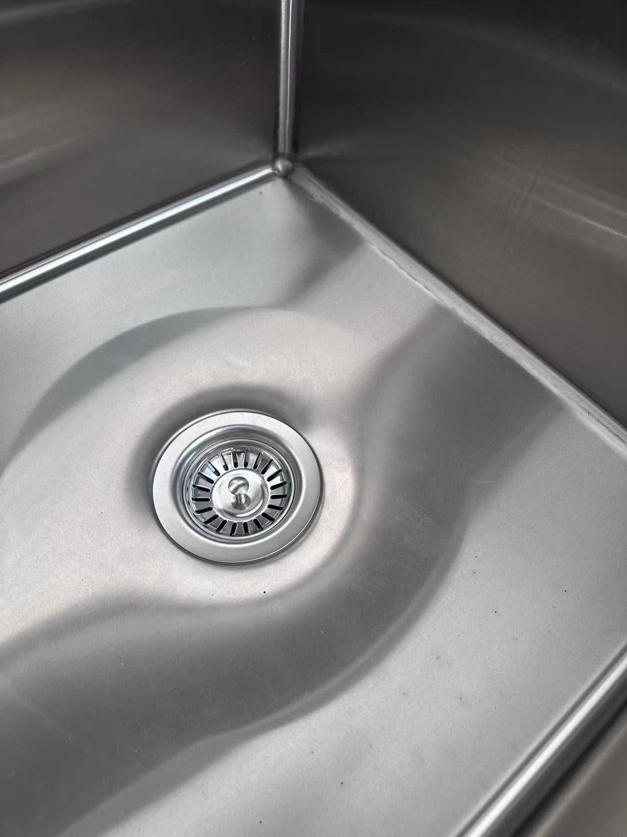Double Sinks (LEFT) with 120mm Splash Back 1800(L) x 600(D) x 900(H) EZ Stainless Pty Ltd