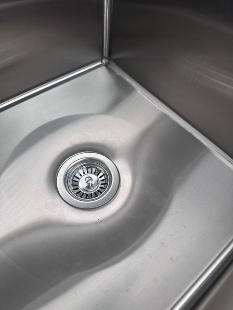 Double Left Sink with 120mm Splash Back 1800(L) x 700(D) x 900(H) EZ Stainless Pty Ltd