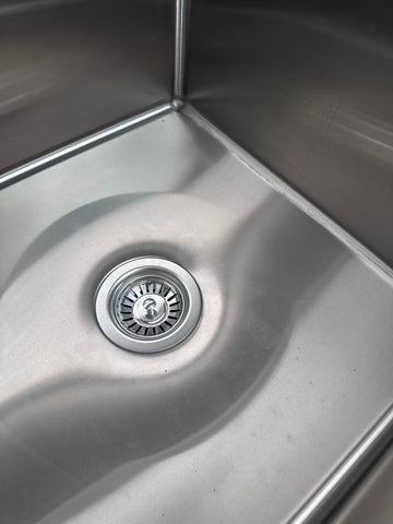 Double Sinks (LEFT) with 120mm Splash Back 1800(L) x 600(D) x 900(H) EZ Stainless Pty Ltd