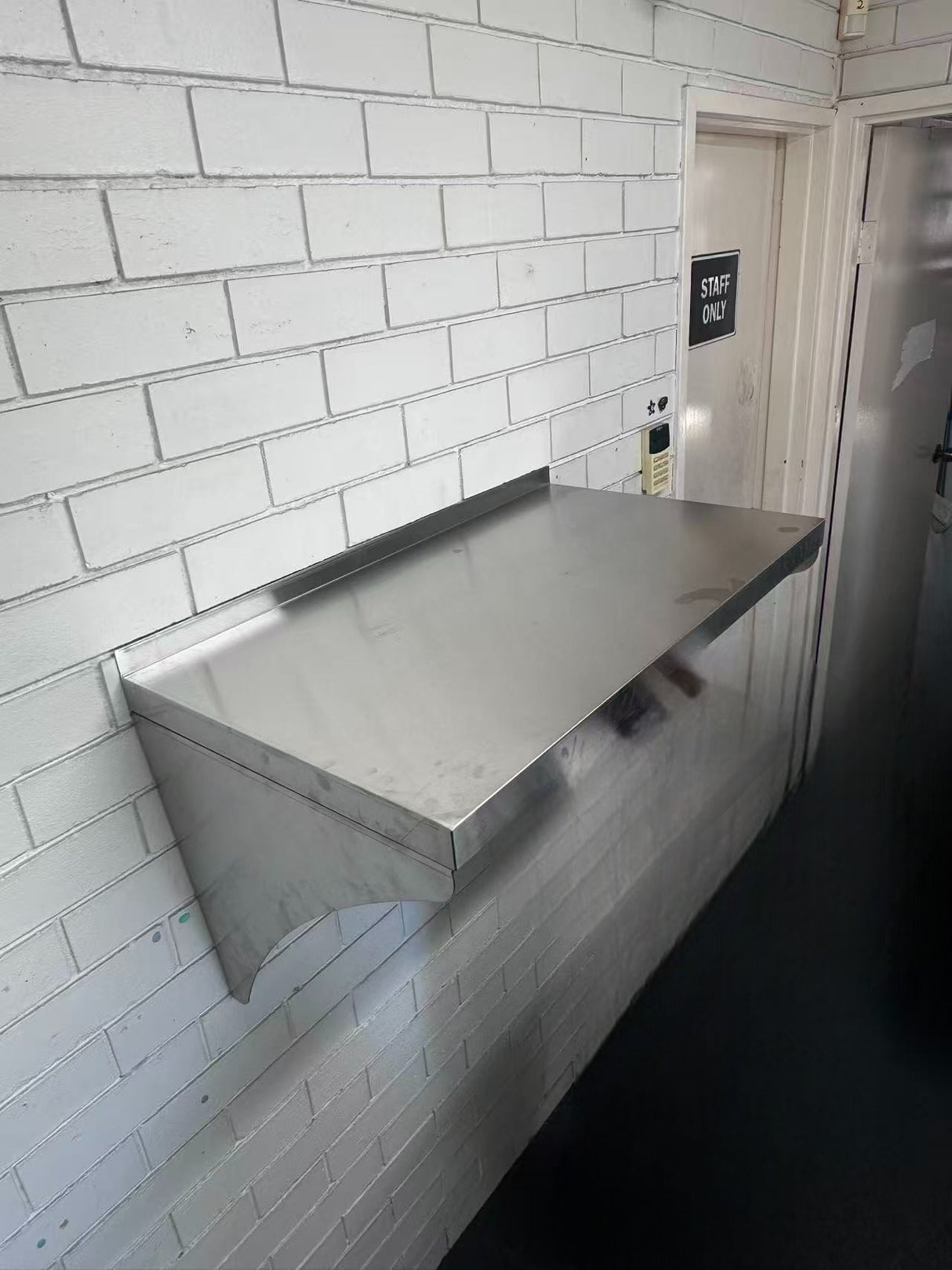 450mm Deep Wall Mounted Shelf - SOLID SHELF with splash back EZ Stainless Pty Ltd
