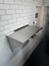 450mm Deep Wall Mounted Shelf - SOLID SHELF with splash back EZ Stainless Pty Ltd