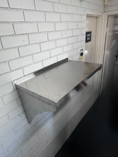 450mm Deep Wall Mounted Shelf - SOLID SHELF with splash back EZ Stainless Pty Ltd