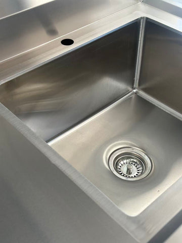 1200x600x900 Catering Sliding Door Cabinet, with 410x490x250 Single Bowl Sink. (Mixer not for sell) EZ Stainless Pty Ltd