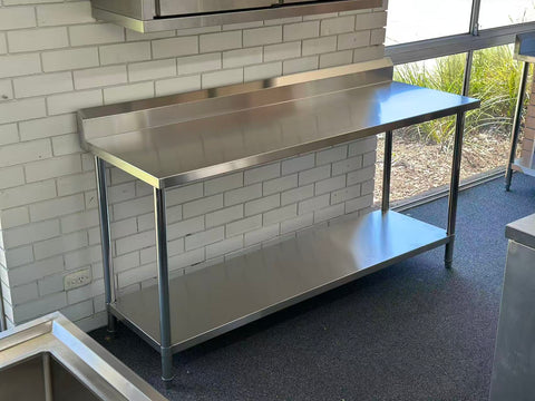 2000 x600 x900 (Splash back) Premium Range 1.2mm SS304 Heavy Duty Top Stainless Steel Benches EZ Stainless Pty Ltd