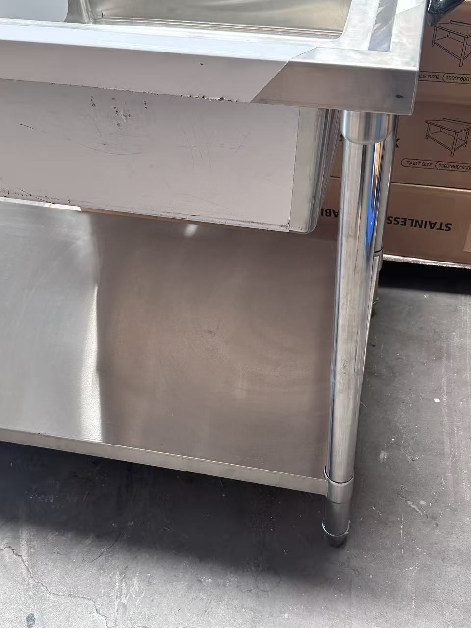(#XD014) 1200x700x900 DOUBLE SINK + bottom shelf (Brand New, Little marks, Pick up only, 2 left) EZ Stainless Pty Ltd