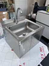 Wall Mount Knee Operate Basin Hand Wash Sink. 430(L) x380(D) x290(H) Hospital, WorkShop, Commercial Kitchen. EZ Stainless Pty Ltd