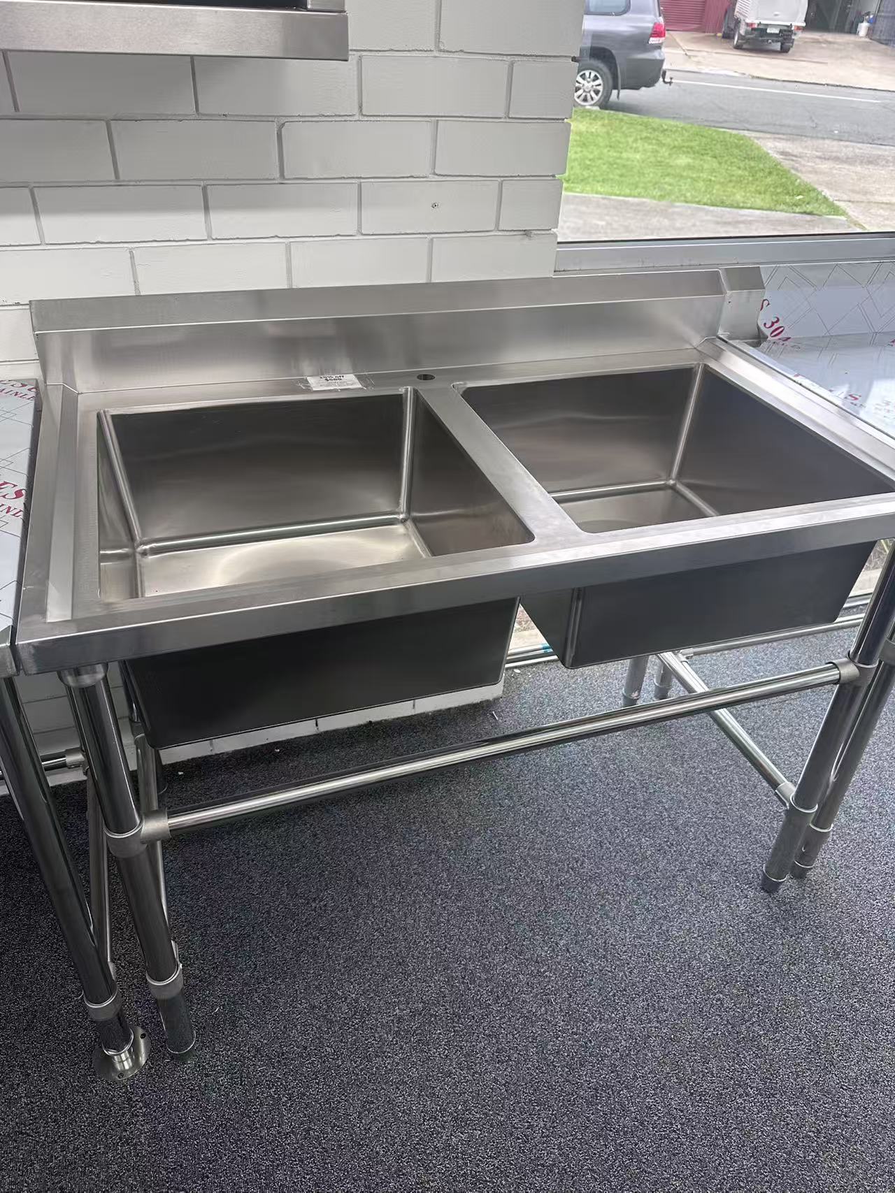 (#XD021) 1200x700x900 Double Sink, Factory Second, 2 small dent. (2 Available) EZ Stainless Pty Ltd