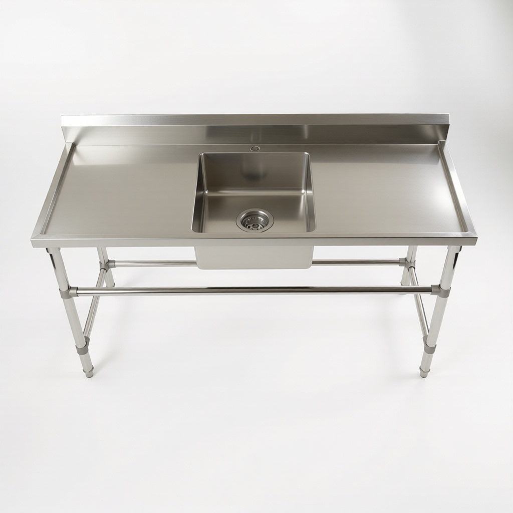 Commercial Stainless Steel Single Sink 1800w x 600d x 900h mm (Sink in the middle) EZ Stainless Pty Ltd