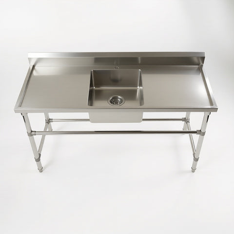 Commercial Stainless Steel Single Sink 1800w x 600d x 900h mm (Sink in the middle) EZ Stainless Pty Ltd