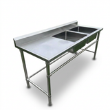 Double Left Sink with 120mm Splash Back 1800(L) x 700(D) x 900(H) EZ Stainless Pty Ltd