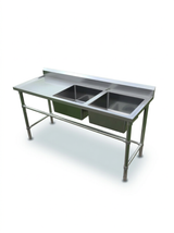 Commercial Stainless Steel Double Sink 1800w x 600d x 900h mm (sink at Right) EZ Stainless Pty Ltd