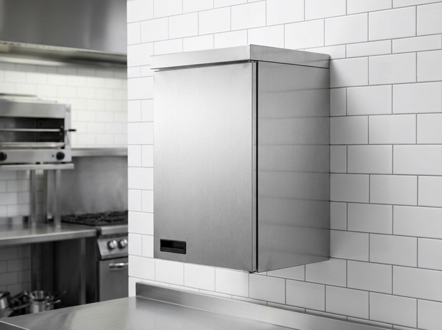 Wall Mount Cabinet with Single Hinged Door. 400(L) x 400(D) x 650(H) EZ Stainless Pty Ltd