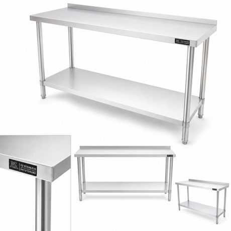 1500(L) x450(D) x900(H) Premium Range 1.2mm SS304 Heavy Duty Top Stainless Steel Benches EZ Stainless Pty Ltd