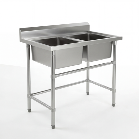 Commercial Stainless Steel Double Sink 1200w x 600d x 900h mm EZ Stainless Pty Ltd