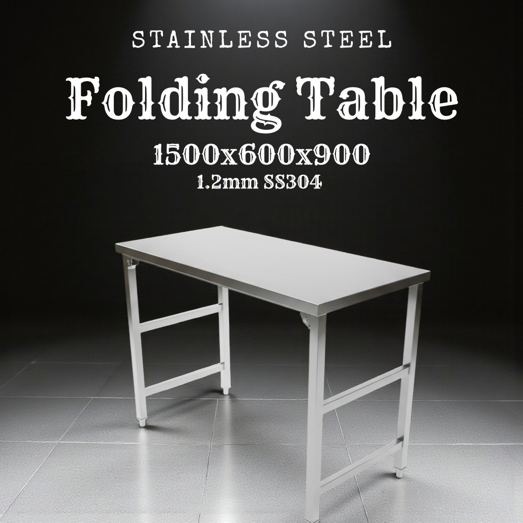 1.2mm SS304 Heavy Duty Foldable Stainless steel bench 1500x600x900 EZ Stainless Pty Ltd