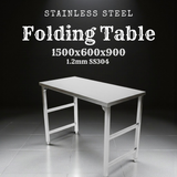 1.2mm SS304 Heavy Duty Foldable Stainless steel bench 1500x600x900 EZ Stainless Pty Ltd