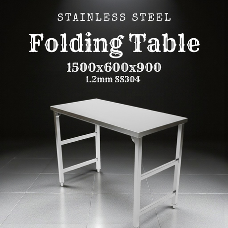 1.2mm SS304 Heavy Duty Foldable Stainless steel bench 1500x600x900 EZ Stainless Pty Ltd