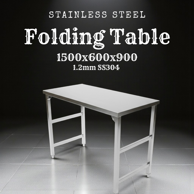 1.2mm SS304 Heavy Duty Foldable Stainless steel bench 1500x600x900 EZ Stainless Pty Ltd