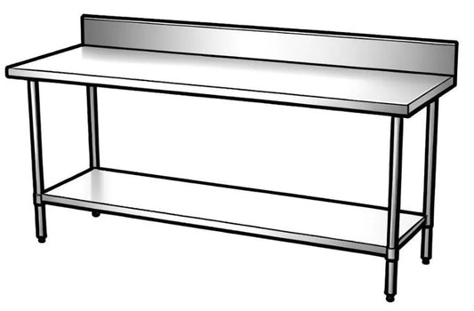1200x700x900 Stainless steel SplashBack bench 2 tier with solid bottom shelf & Splash Back