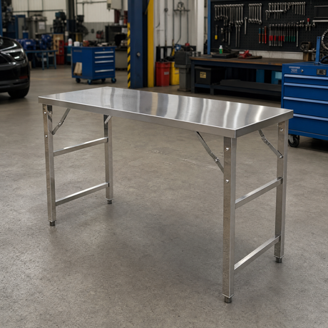 1500x600x900 Heavy Duty Foldable Stainless steel bench (Free Middle Pipe Shelf) EZ Stainless Pty Ltd