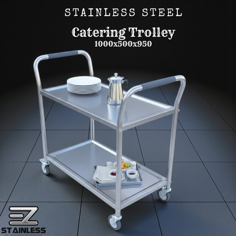 Stainless Steel Catering Trolley (2-Tier) 1000x500x900 EZ Stainless Pty Ltd