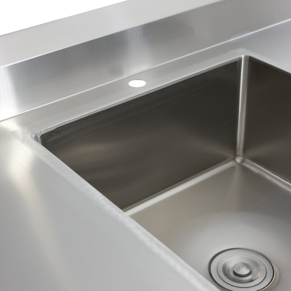 Double Left Sink with 120mm Splash Back 1800(L) x 700(D) x 900(H) EZ Stainless Pty Ltd