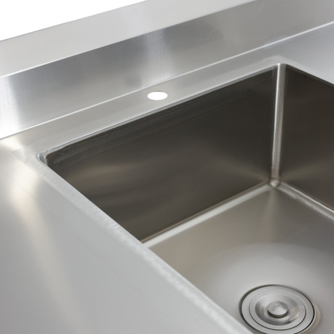 Double Left Sink with 120mm Splash Back 1800(L) x 700(D) x 900(H) EZ Stainless Pty Ltd