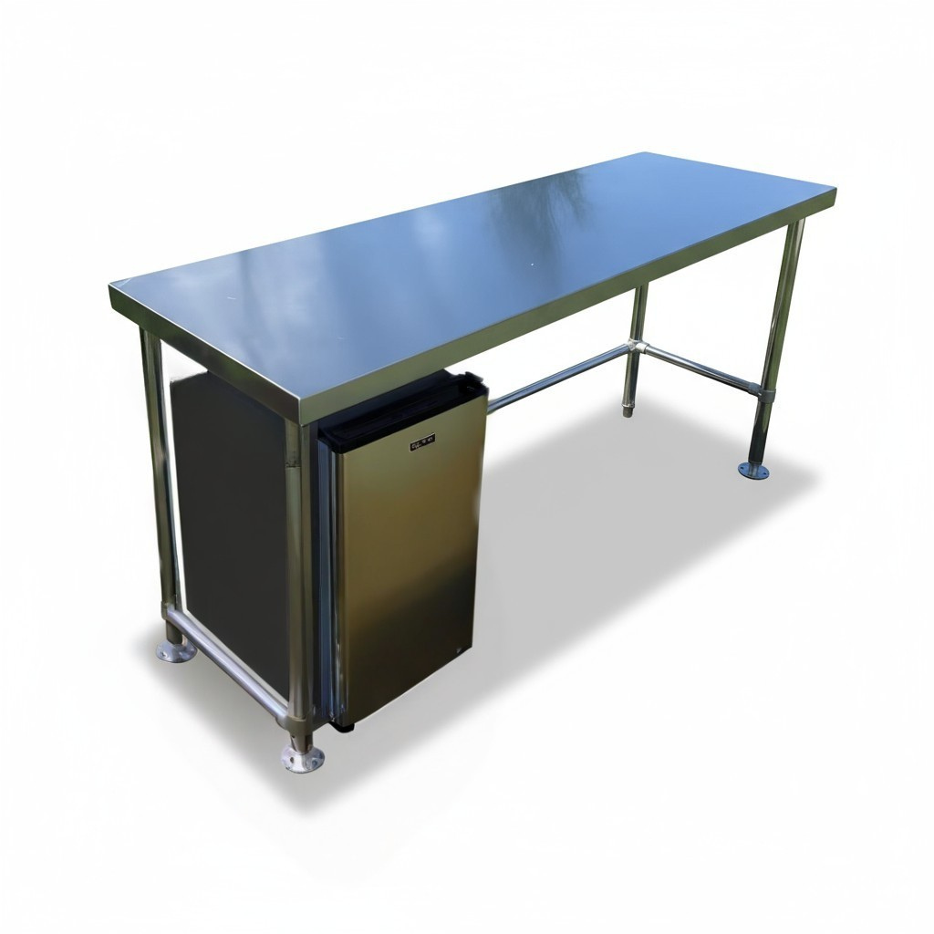 Single Tier Bench For Under Fridge, With reinforcement system + Screw down feet (4 Sizes) EZ Stainless Pty Ltd