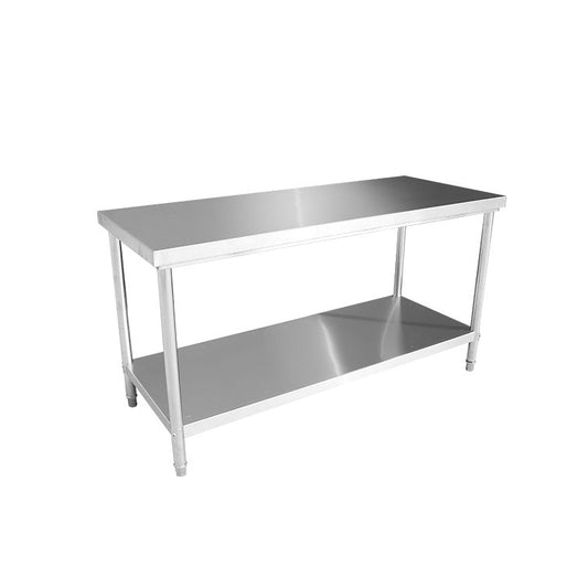2000x700x900 Stainless steel flat bench 2 tier with solid bottom shelf