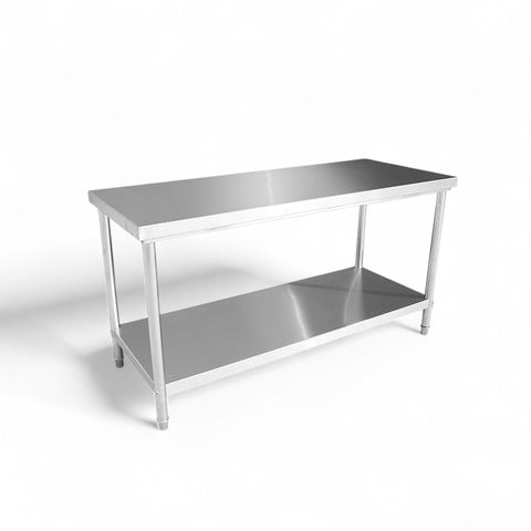 1000(L) x700(D) x900(H) 2 Tier Stainless Steel (FLAT) Bench/ Worktable for Kitchen and Food Prep EZ Stainless