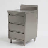 Stainless Steel Cabinet with THREE Pull Out Drawers with splash back (Set of 2) EZ Stainless Pty Ltd