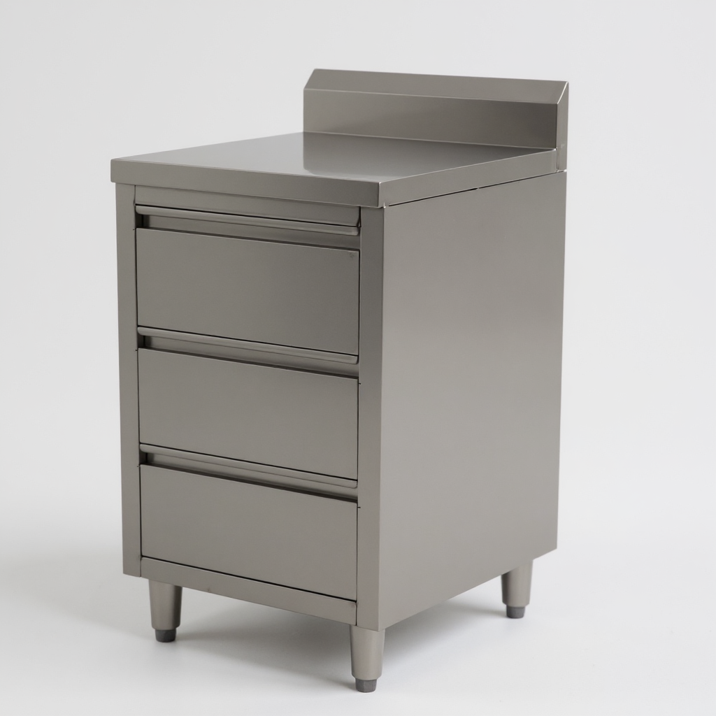 Stainless Steel Cabinet with THREE Pull Out Drawers with splash back (Set of 2) EZ Stainless Pty Ltd
