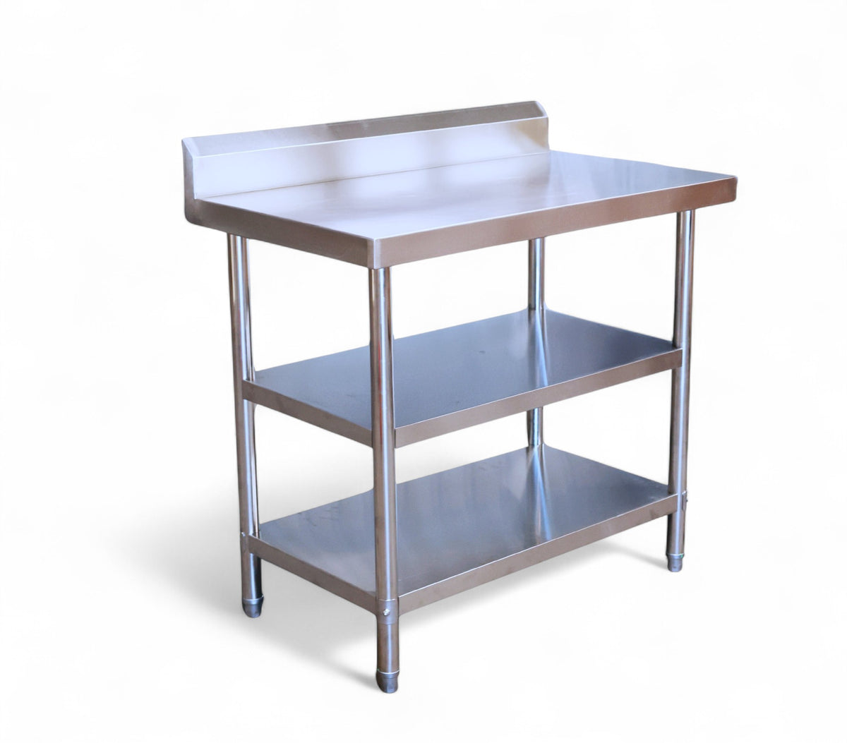 1200(L) x700(D) x900(H)+120(H) Splash back 3 Tier Stainless Steel Bench/ Worktable for Kitchen and Food Prep EZ Stainless