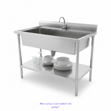 (#XD011) 1200x700x900 Mega Sink with drain fitted + bottom shelf + ScrewdownFeet(Pick up only, 1 left) Ex-display model EZ Stainless Pty Ltd