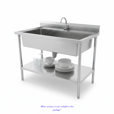 (#XD011) 1200x700x900 Mega Sink with drain fitted + bottom shelf + ScrewdownFeet(Pick up only, 1 left) Ex-display model EZ Stainless Pty Ltd