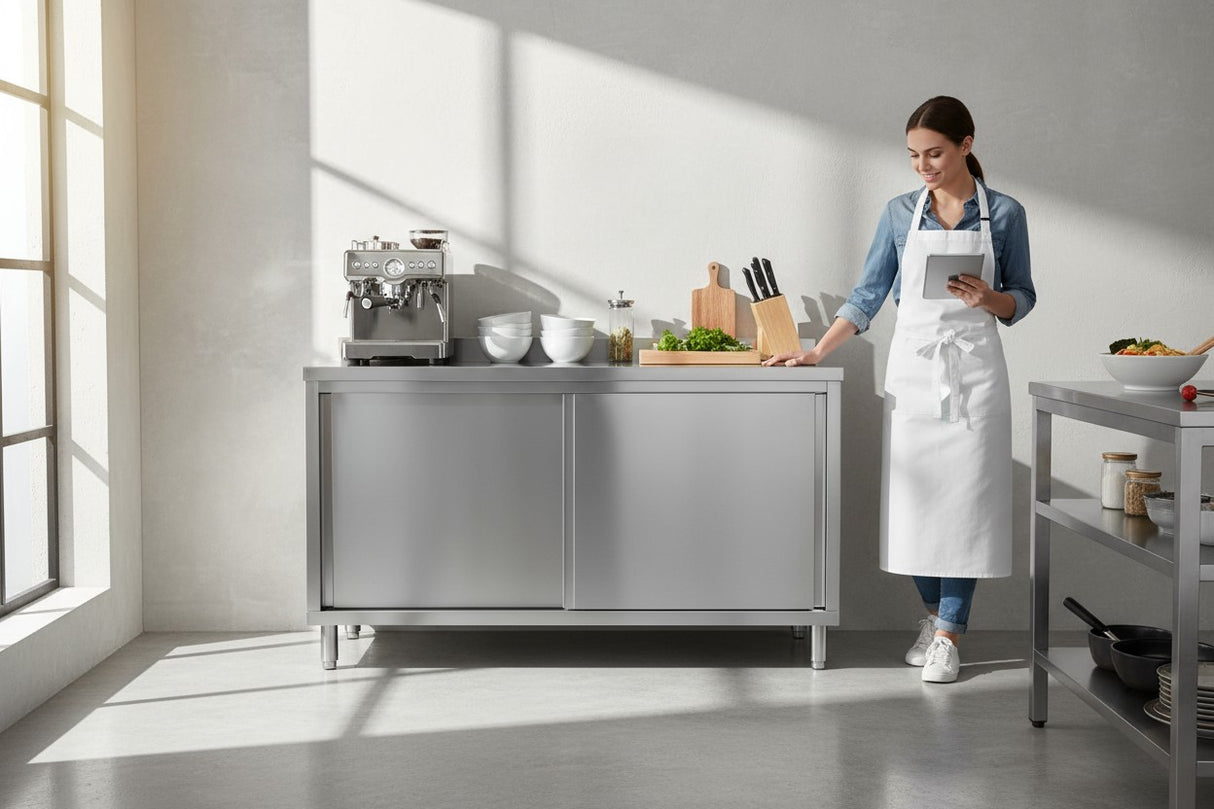 Stainless steel Cabinet SS304 TOP with Slide Door 1500(L) x 600(D) x 900(H) EZ Stainless Pty Ltd