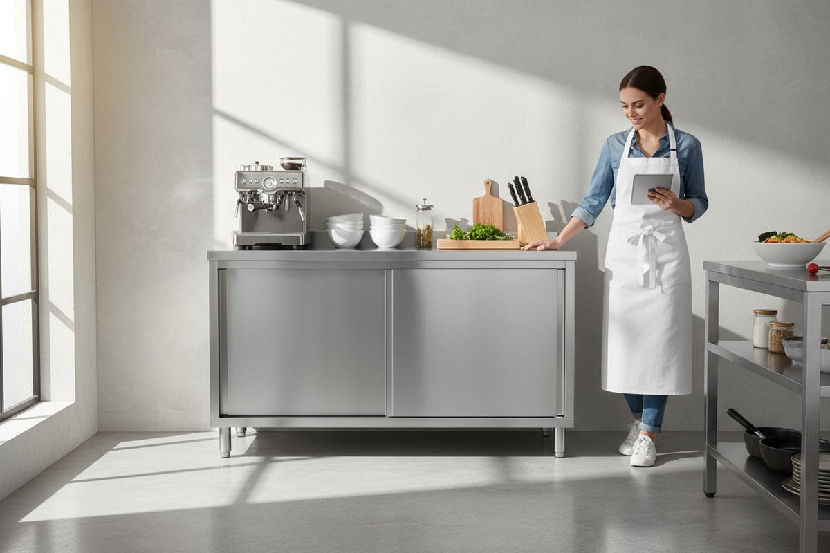 Stainless steel Cabinet SS304 TOP with Slide Door 1500(L) x 600(D) x 900(H) EZ Stainless Pty Ltd