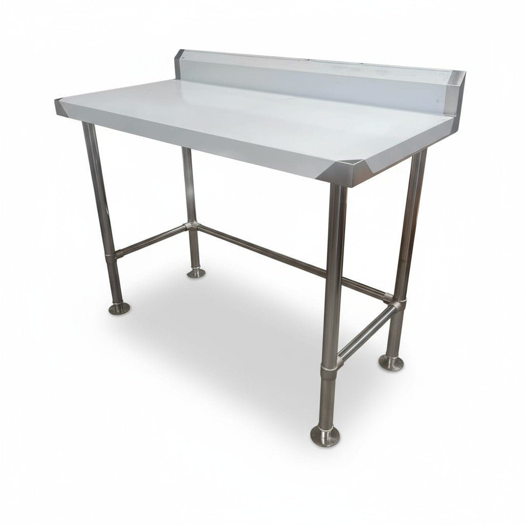 Single Tier Bench For Under Fridge with splash back, With reinforcement system + Screw down feet (4 Sizes) EZ Stainless Pty Ltd