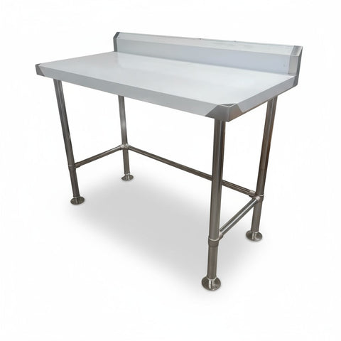 Single Tier Bench For Under Fridge with splash back, With reinforcement system + Screw down feet (4 Sizes) EZ Stainless Pty Ltd